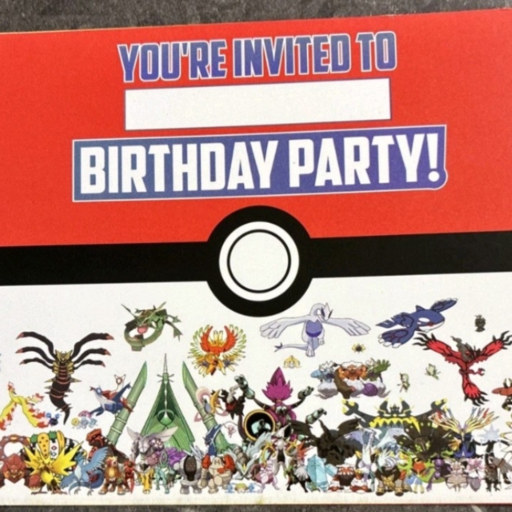 Pokemon Birthday Party Invitation Cards